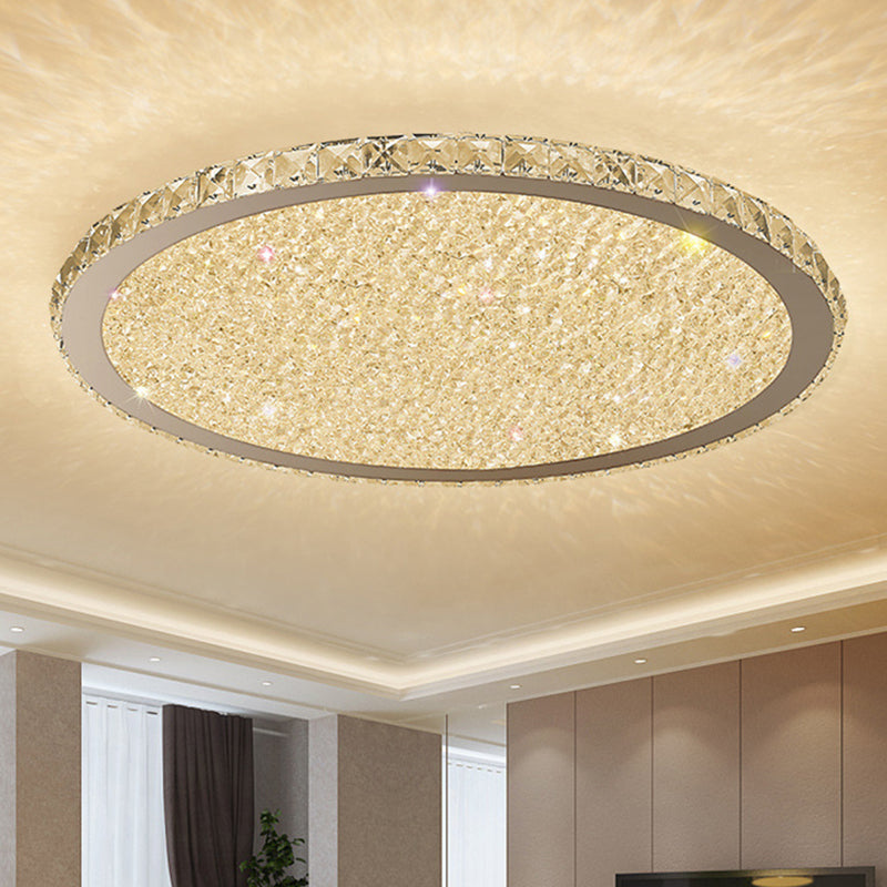 Round Shaped Clear Crystal Flush Light Artistic Stainless-Steel LED Flush Ceiling Light Fixture Stainless-Steel Warm Clearhalo 'Ceiling Lights' 'Close To Ceiling Lights' 'Close to ceiling' 'Flush mount' Lighting' 2172776