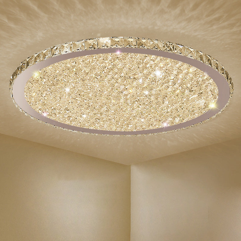 Round Shaped Clear Crystal Flush Light Artistic Stainless-Steel LED Flush Ceiling Light Fixture Clearhalo 'Ceiling Lights' 'Close To Ceiling Lights' 'Close to ceiling' 'Flush mount' Lighting' 2172777