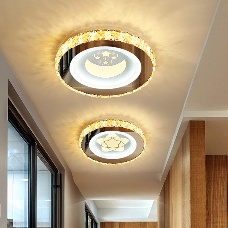 Circle Shaped LED Flush Mount Modern Crystal Stainless-Steel Flushmount Ceiling Light Clearhalo 'Ceiling Lights' 'Close To Ceiling Lights' 'Close to ceiling' 'Flush mount' Lighting' 2172794