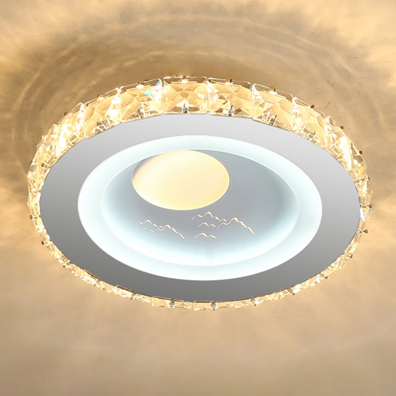 Circle Shaped LED Flush Mount Modern Crystal Stainless-Steel Flushmount Ceiling Light Stainless-Steel Sun Clearhalo 'Ceiling Lights' 'Close To Ceiling Lights' 'Close to ceiling' 'Flush mount' Lighting' 2172798