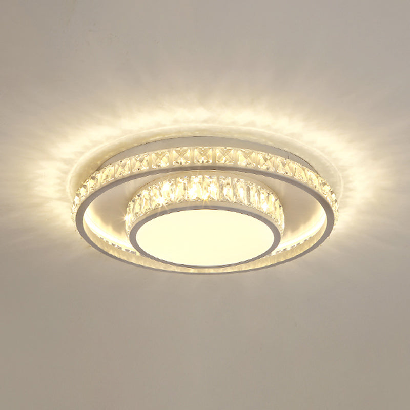 Simplicity Geometric LED Flush Mount Light Crystal Bedroom Flush Mount Ceiling Light in Stainless-Steel Stainless-Steel A Clearhalo 'Ceiling Lights' 'Close To Ceiling Lights' 'Close to ceiling' 'Flush mount' Lighting' 2172835