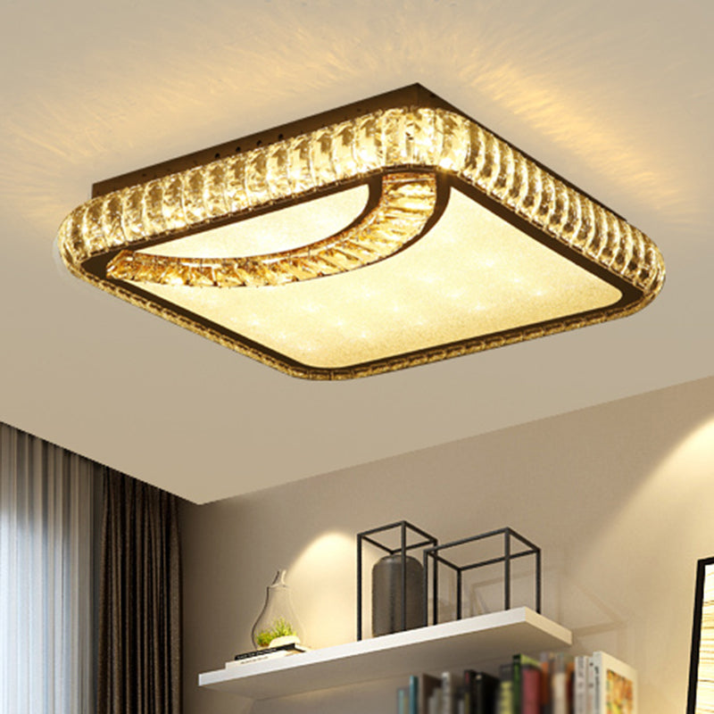 Circular Flush Light Artistic K9 Crystal Dining Room LED Flush Ceiling Light Fixture in Stainless-Steel Stainless-Steel A Clearhalo 'Ceiling Lights' 'Close To Ceiling Lights' 'Close to ceiling' 'Flush mount' Lighting' 2172836