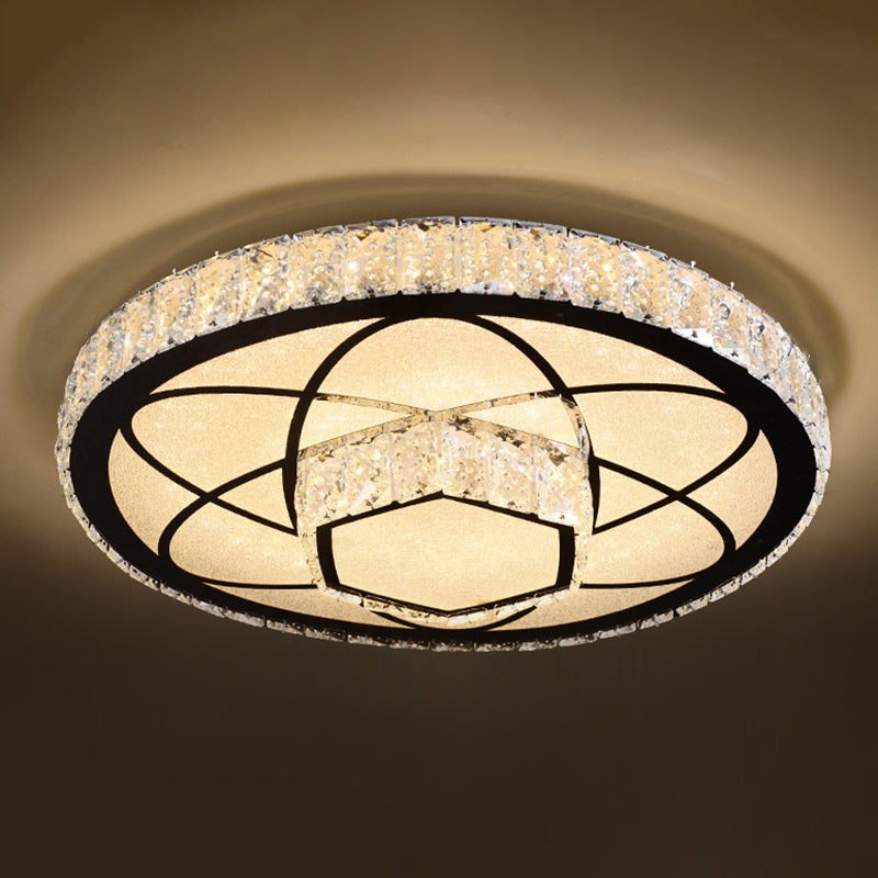 Circular Flush Light Artistic K9 Crystal Dining Room LED Flush Ceiling Light Fixture in Stainless-Steel Stainless-Steel B Clearhalo 'Ceiling Lights' 'Close To Ceiling Lights' 'Close to ceiling' 'Flush mount' Lighting' 2172837