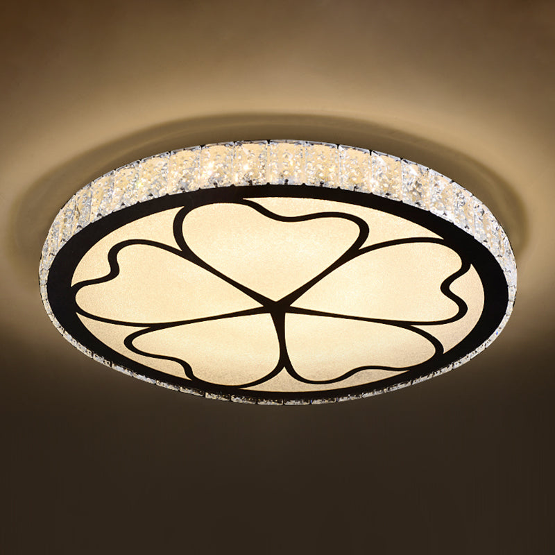 Circular Flush Light Artistic K9 Crystal Dining Room LED Flush Ceiling Light Fixture in Stainless-Steel Stainless-Steel G Clearhalo 'Ceiling Lights' 'Close To Ceiling Lights' 'Close to ceiling' 'Flush mount' Lighting' 2172842