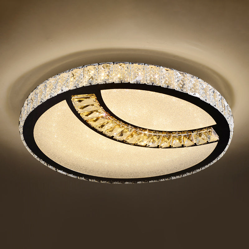 Circular Flush Light Artistic K9 Crystal Dining Room LED Flush Ceiling Light Fixture in Stainless-Steel Stainless-Steel L Clearhalo 'Ceiling Lights' 'Close To Ceiling Lights' 'Close to ceiling' 'Flush mount' Lighting' 2172850