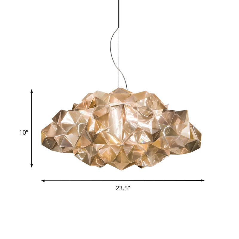 Gold/Clear Geometric Chandelier Light Fixture Modernism Acrylic 4 Lights Pendant Light Fixture Clearhalo 'Ceiling Lights' 'Chandeliers' 'Clear' 'Industrial' 'Modern Chandeliers' 'Modern' 'Tiffany' 'Traditional Chandeliers' Lighting' 217755