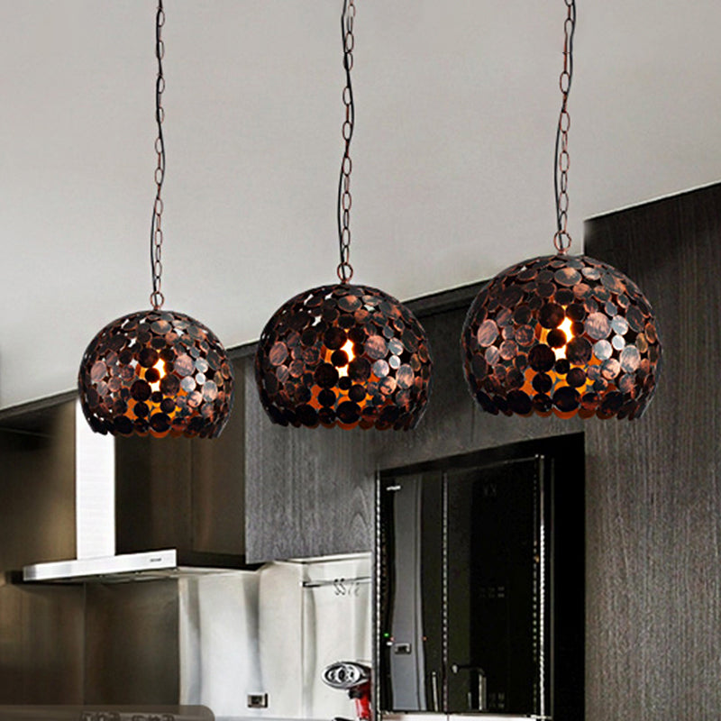 Metal Rust Finish Hanging Pendant Light Spherical 1 Light Industrial Hanging Lamp Kit for Dining Room Clearhalo 'Art Deco Pendants' 'Cast Iron' 'Ceiling Lights' 'Ceramic' 'Crystal' 'Industrial Pendants' 'Industrial' 'Metal' 'Middle Century Pendants' 'Pendant Lights' 'Pendants' 'Tiffany' Lighting' 2181790