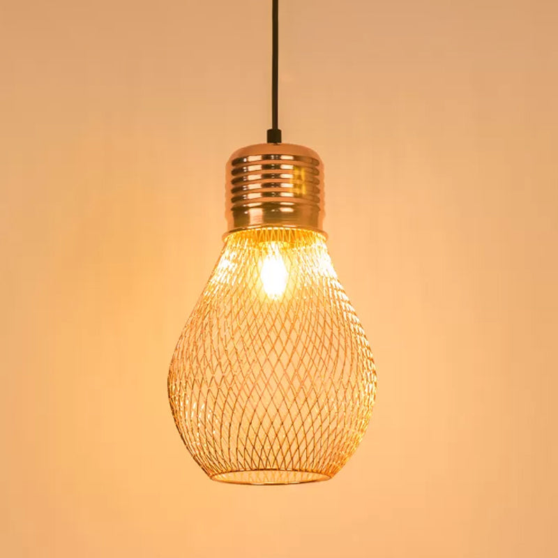 Vintage Bulb Cage Suspension Light 1 Light Iron Pendant Lighting Fixture in Rose Gold for Restaurant Clearhalo 'Art Deco Pendants' 'Cast Iron' 'Ceiling Lights' 'Ceramic' 'Crystal' 'Industrial Pendants' 'Industrial' 'Metal' 'Middle Century Pendants' 'Pendant Lights' 'Pendants' 'Tiffany' Lighting' 2181813