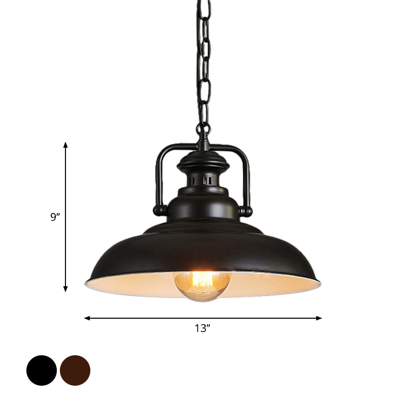 Black/Rust Barn Hanging Ceiling Light Farm Style Metallic 1 Head Living Room Down Lighting with Swivel Joint Clearhalo 'Art Deco Pendants' 'Black' 'Cast Iron' 'Ceiling Lights' 'Ceramic' 'Crystal' 'Industrial Pendants' 'Industrial' 'Metal' 'Middle Century Pendants' 'Pendant Lights' 'Pendants' 'Rustic Pendants' 'Tiffany' Lighting' 2181945