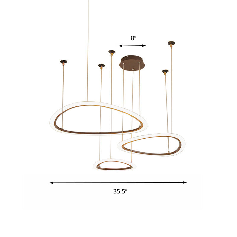 Tiered Ceiling Chandelier Simple Acrylic 3/4 Heads Brown Pendant Light Fixture in White/Warm/Natural Light Clearhalo 'Ceiling Lights' 'Chandeliers' 'Modern Chandeliers' 'Modern' Lighting' 218195