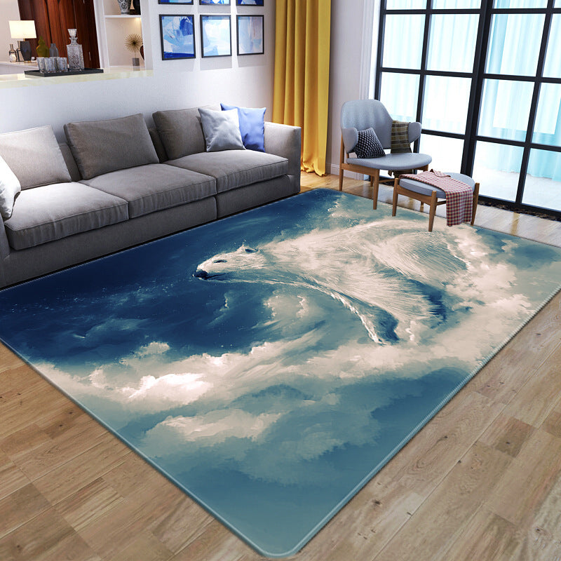 Novelty 3D Animal Print Rug Multi-Color Polypropylene Area Carpet Non-Slip Pet Friendly Machine Washable Rug for Home Decor Light Blue-White Clearhalo 'Area Rug' 'Rug' 2183591