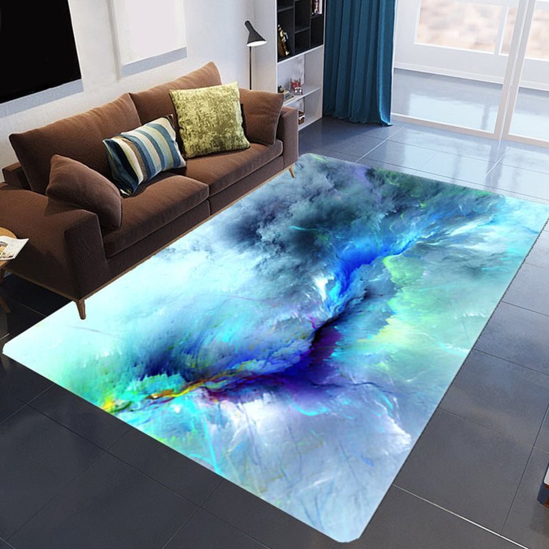 Magnificent 3D Evening Clouds Rug Multi Color Modern Rug Synthetics Washable Stain Resistant Non-Slip Backing Rug for Living Room Blue-Green Clearhalo 'Area Rug' 'Rug' 2183627
