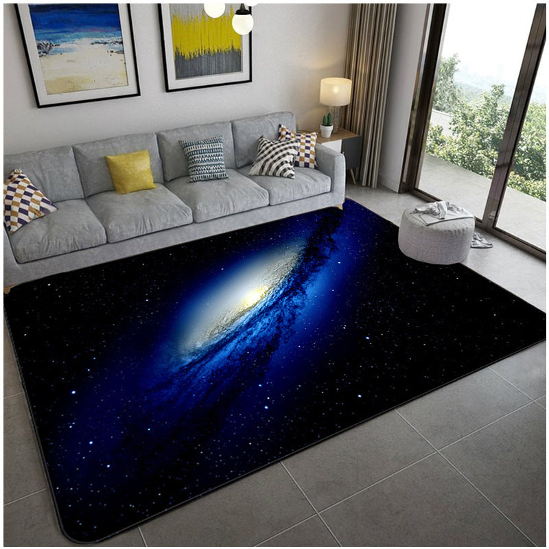 Mystical Galaxy 3D Graphic Rug Blue-Black Polypropylene Rug Anti-Slip Backing Washable Stain Resistant Carpet for Sitting Room Clearhalo 'Area Rug' 'Rug' 2183649