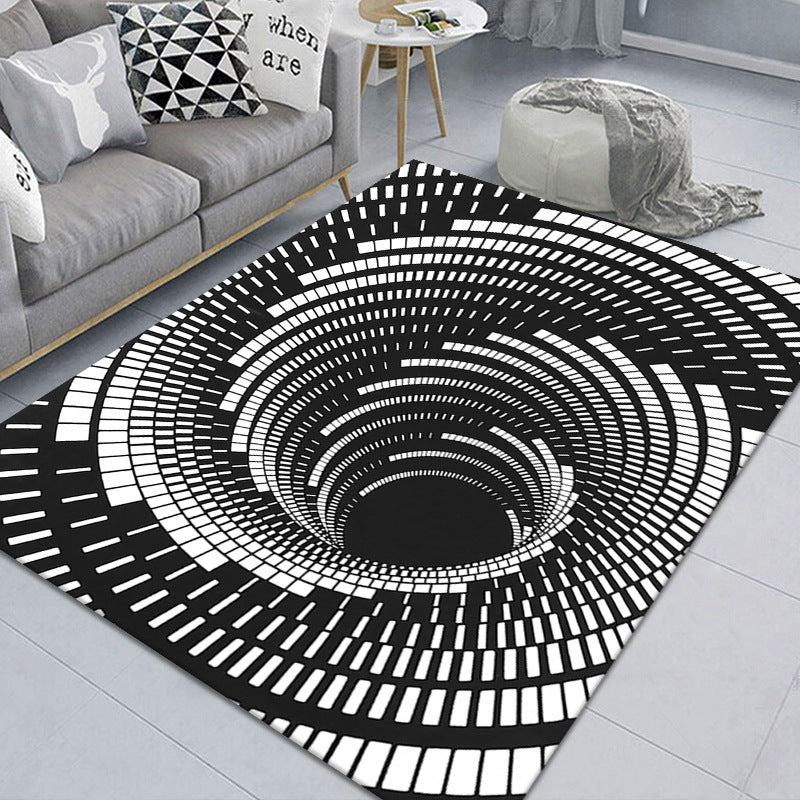 Modern Brain Deception 3D Rug Black Synthetics Area Carpet Machine Washable Stain Resistant Non-Slip Rug for Living Room Clearhalo 'Area Rug' 'Rug' 2183853