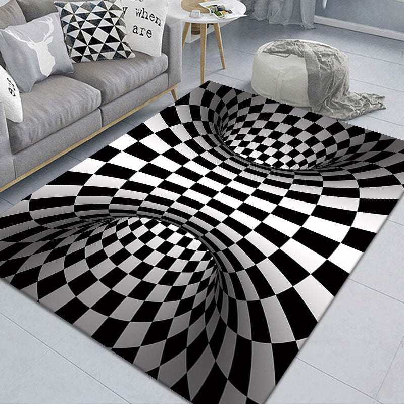 Modern Brain Deception 3D Rug Black Synthetics Area Carpet Machine Washable Stain Resistant Non-Slip Rug for Living Room Clearhalo 'Area Rug' 'Rug' 2183865