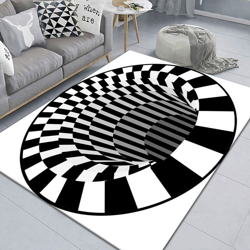 Modern Brain Deception 3D Rug Black Synthetics Area Carpet Machine Washable Stain Resistant Non-Slip Rug for Living Room Clearhalo 'Area Rug' 'Rug' 2183866