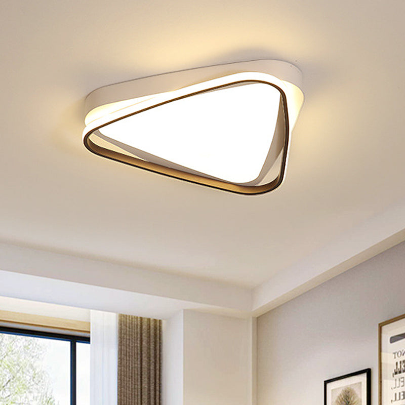 Triangle LED Ceiling Flush Mount White Acrylic Ceiling Light Fixture in Warm/White Light for Bedroom White Clearhalo 'Ceiling Lights' 'Close To Ceiling Lights' 'Close to ceiling' 'Flush mount' Lighting' 218387