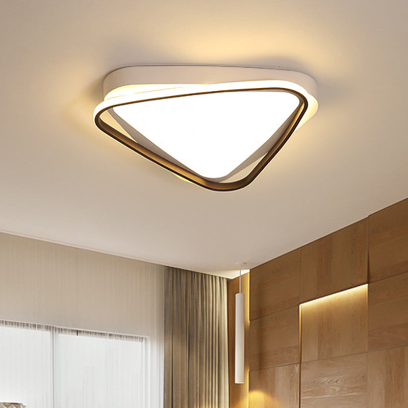 Triangle LED Ceiling Flush Mount White Acrylic Ceiling Light Fixture in Warm/White Light for Bedroom Clearhalo 'Ceiling Lights' 'Close To Ceiling Lights' 'Close to ceiling' 'Flush mount' Lighting' 218388