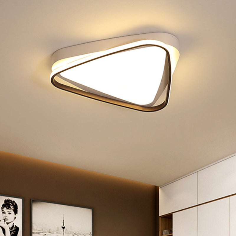 Triangle LED Ceiling Flush Mount White Acrylic Ceiling Light Fixture in Warm/White Light for Bedroom Clearhalo 'Ceiling Lights' 'Close To Ceiling Lights' 'Close to ceiling' 'Flush mount' Lighting' 218389