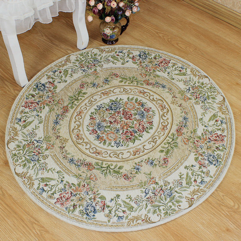 Victorian Style Jacquard Rug Multicolor Cotton Carpet Pet-Friendly Non Slip Backing Rug for Dining Room Beige Clearhalo 'Area Rug' 'Rugs' 'Shabby Chic' Rug' 2183912