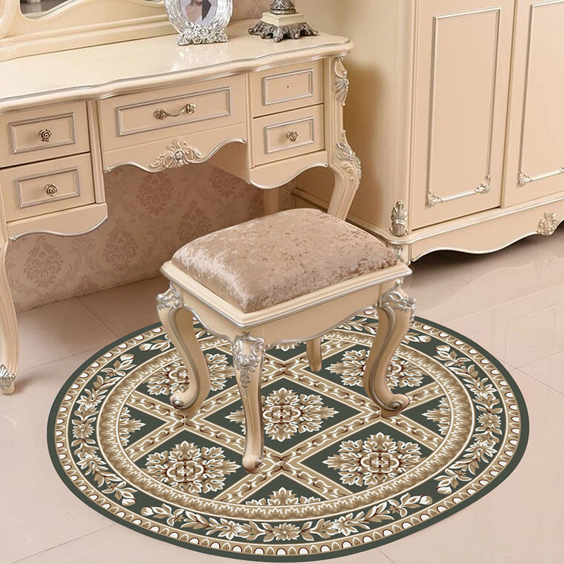 Victorian Bedroom Rug Multicolor Peony Area Rug Polyester Stain Resistant Washable Anti-Slip Rug Light Green Clearhalo 'Area Rug' 'Rugs' 'Shabby Chic' Rug' 2183956