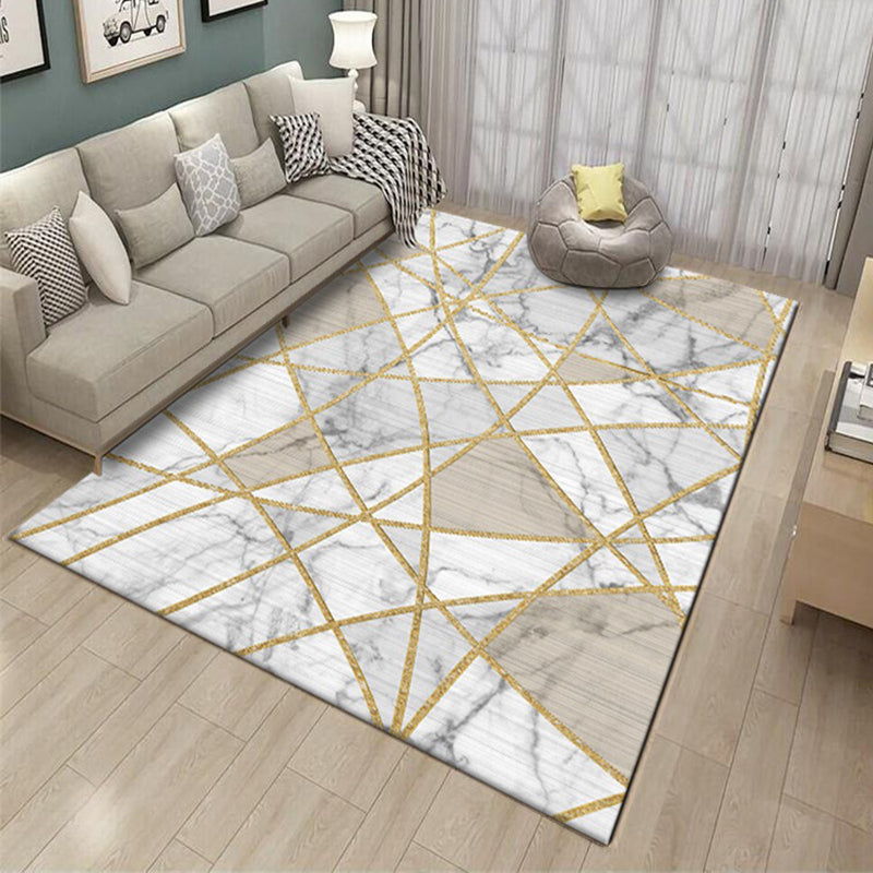 Aesthetics Multi Color Modern Rug Polypropylene Marble with Gold Lines Print Rug Machine Wash Pet Friendly Anti-Slip Rug for Home Clearhalo 'Area Rug' 'Modern' 'Rugs' Rug' 2184514