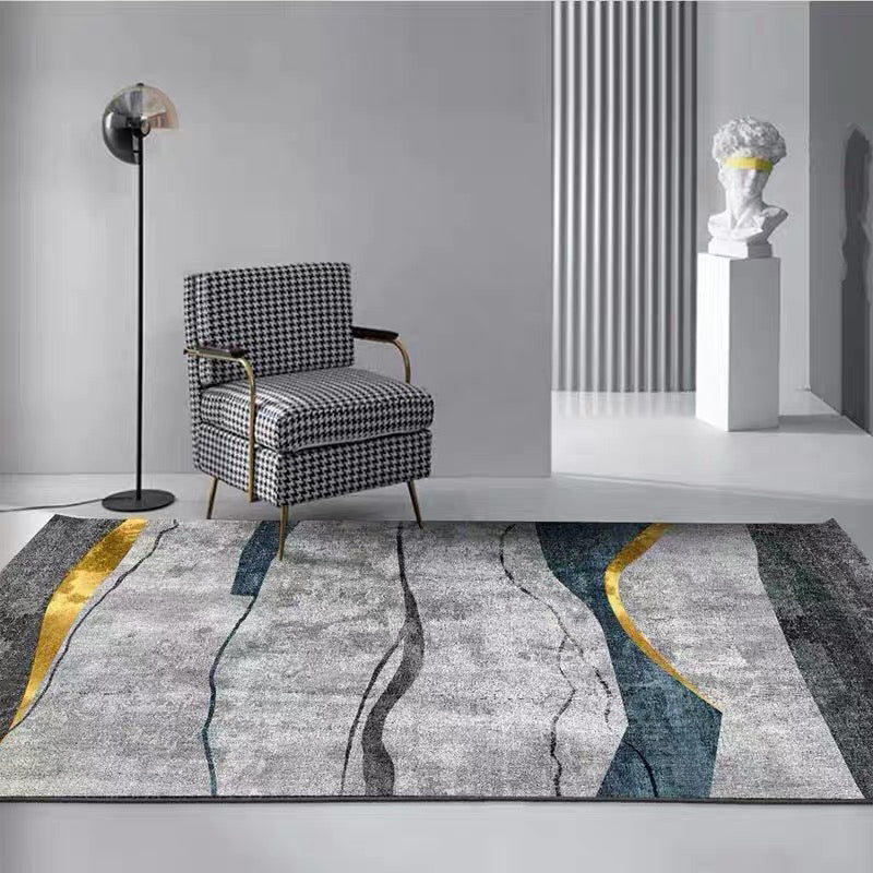 Stylish Multi Colored Minimalist Rug Synthetics Colorblock Print Carpet Pet Friendly Washable Anti-Slip Rug for Sitting Room Silver Gray Clearhalo 'Area Rug' 'Modern' 'Rugs' Rug' 2184563