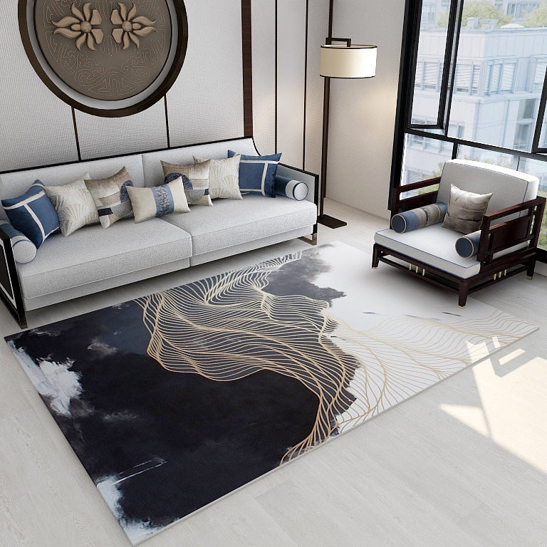 Asian Abstract Flowing Print Rug Multicolor Synthetics Rug Pet Friendly Washable Non-Slip Carpet for Living Room Clearhalo 'Area Rug' 'Rug' 2184690