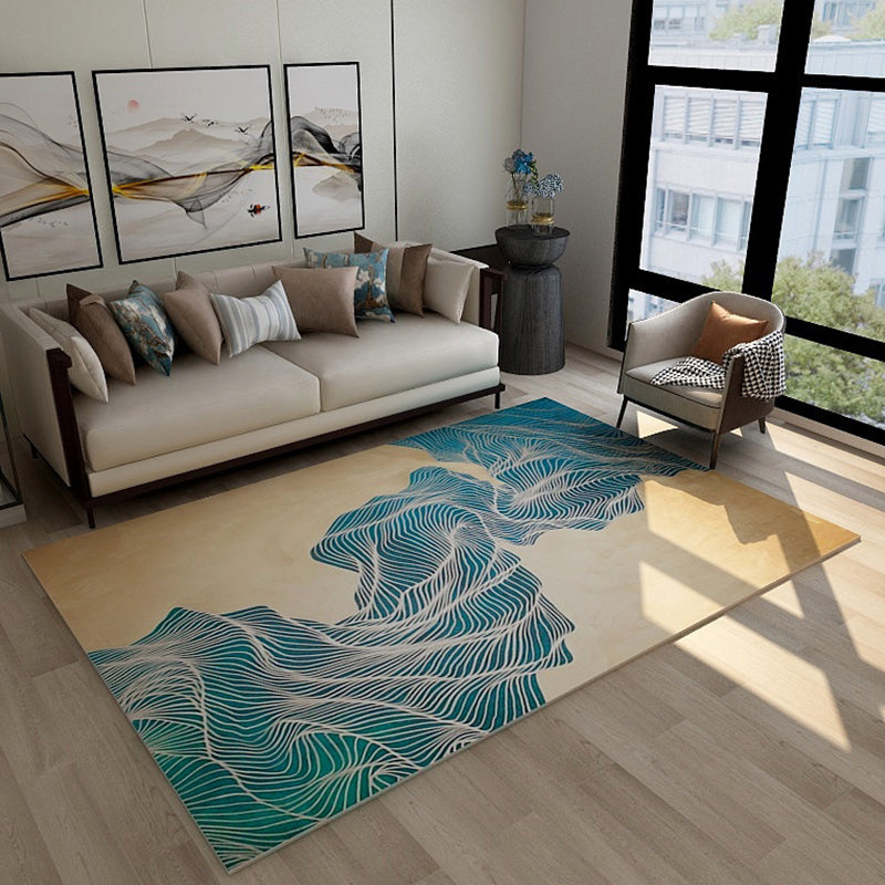 Asian Abstract Flowing Print Rug Multicolor Synthetics Rug Pet Friendly Washable Non-Slip Carpet for Living Room Clearhalo 'Area Rug' 'Rug' 2184693
