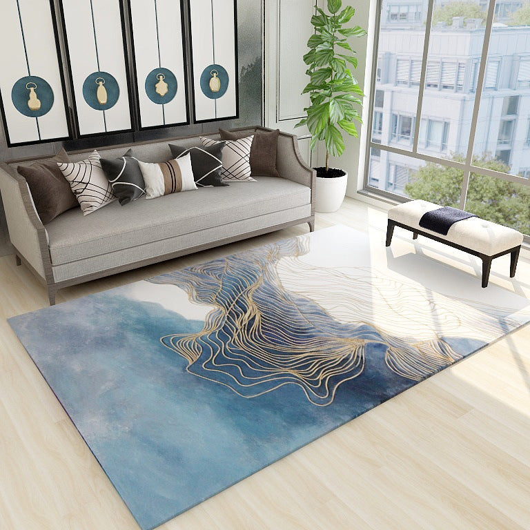 Asian Abstract Flowing Print Rug Multicolor Synthetics Rug Pet Friendly Washable Non-Slip Carpet for Living Room Clearhalo 'Area Rug' 'Rug' 2184694