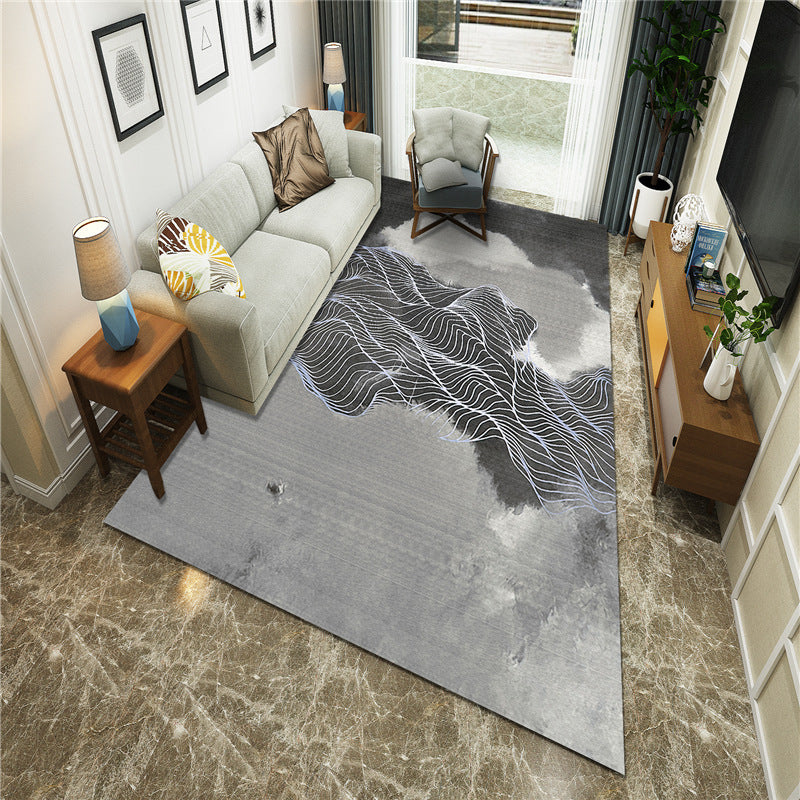 New Chinoiserie Area Rug Multi Colored Abstract Wave Rug Stain Resistant Washable Anti-Slip Backing Rug for Lounge Clearhalo 'Area Rug' 'Rug' 2184722