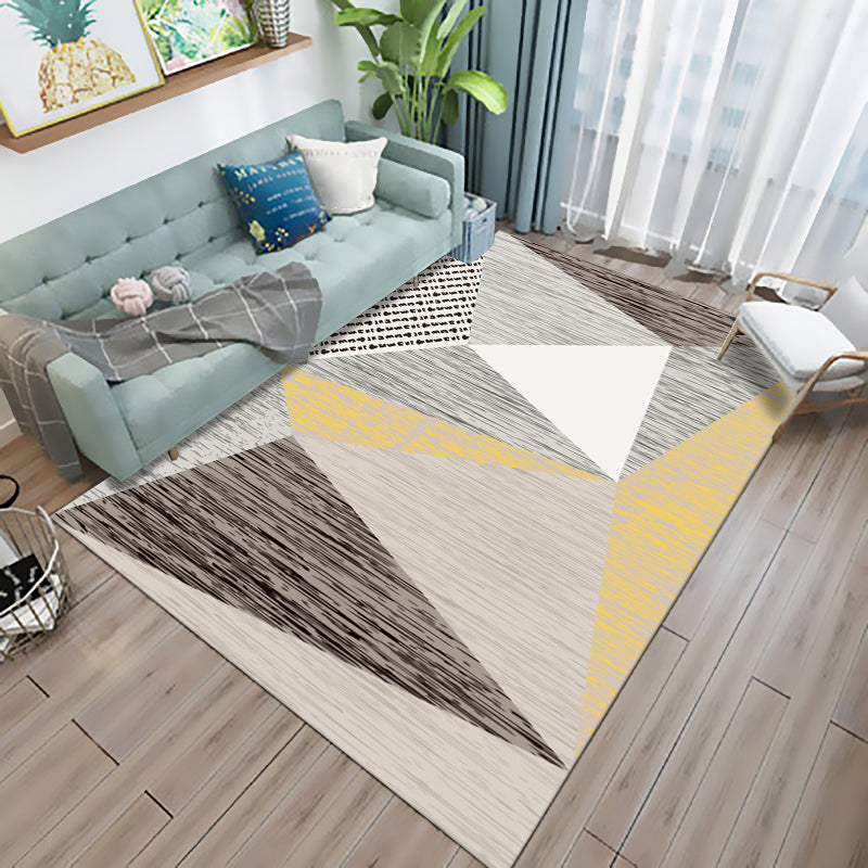 Multicolor Living Room Rug Modern 3D Print Geometric Rug Polyester Stain Resistant Anti-Slip Backing Pet Friendly Rug Khaki Clearhalo 'Area Rug' 'Modern' 'Rugs' Rug' 2184780