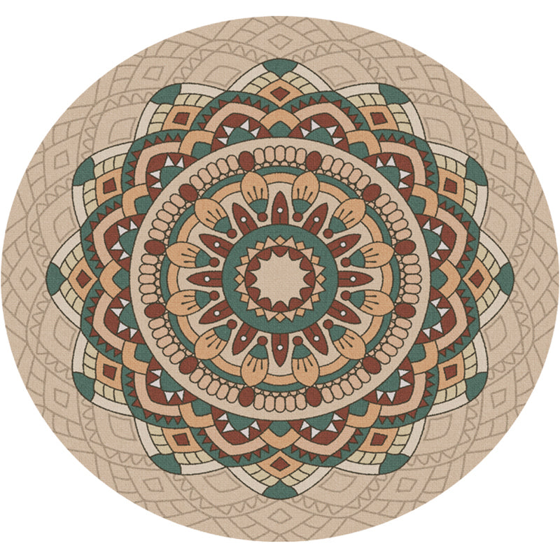 Persian Mandala Patterned Rug Multi-Color Polypropylene Rug Stain Resistant Machine Washable Non-Slip Rug for Home Decor Khaki Clearhalo 'Area Rug' 'Moroccan' 'Rugs' Rug' 2185021