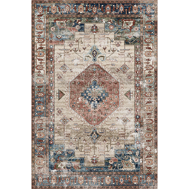 Distressed Multi Color Persian Rug Synthetics Geometric Print Carpet Washable Non-Slip Backing Stain Resistant Rug for Home Khaki Clearhalo 'Area Rug' 'Moroccan' 'Rugs' Rug' 2185259