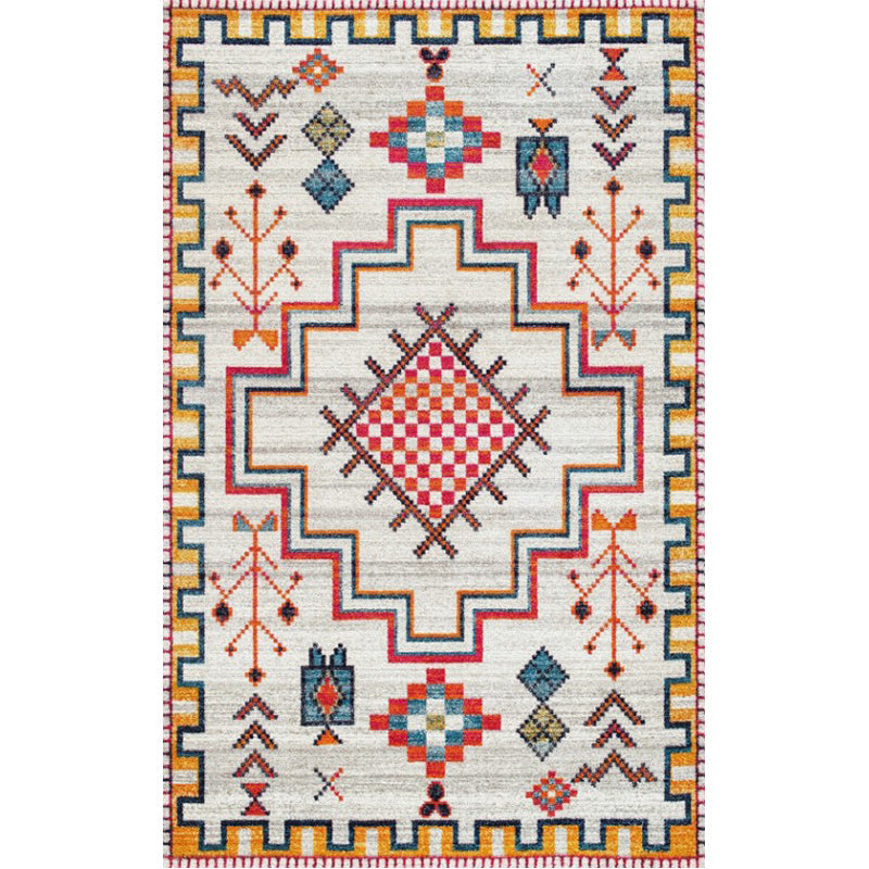 Whitewash Jacquard Print Rug Multicolor Persian Carpet Synthetics Anti-Slip Washable Stain Resistant Rug for Tearoom Light Gray Clearhalo 'Area Rug' 'Moroccan' 'Rugs' Rug' 2185340