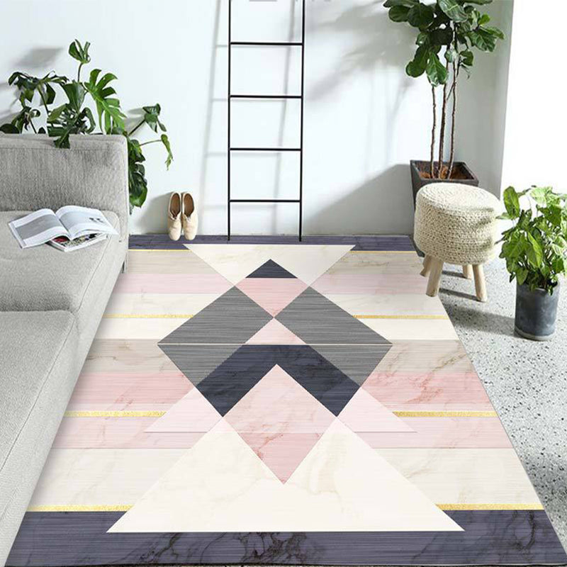 On-Trend Multicolor Minimalist Rug Synthetics Colorblock Geometric Rug Stain Resistant Washable Anti-Slip Rug for Decoration Pink Clearhalo 'Area Rug' 'Modern' 'Rugs' Rug' 2186247