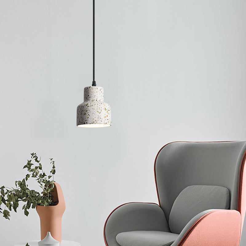 Geometrical Suspension Lighting Nordic Style Terrazzo Single-Bulb White Pendant Ceiling Light White Barn Clearhalo 'Ceiling Lights' 'Modern Pendants' 'Modern' 'Pendant Lights' 'Pendants' Lighting' 2186615