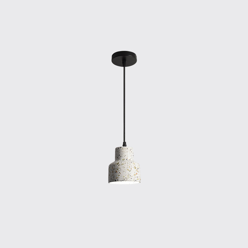 Geometrical Suspension Lighting Nordic Style Terrazzo Single-Bulb White Pendant Ceiling Light Clearhalo 'Ceiling Lights' 'Modern Pendants' 'Modern' 'Pendant Lights' 'Pendants' Lighting' 2186617