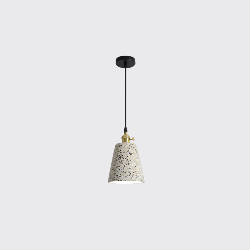 Geometrical Suspension Lighting Nordic Style Terrazzo Single-Bulb White Pendant Ceiling Light White Cone Clearhalo 'Ceiling Lights' 'Modern Pendants' 'Modern' 'Pendant Lights' 'Pendants' Lighting' 2186623