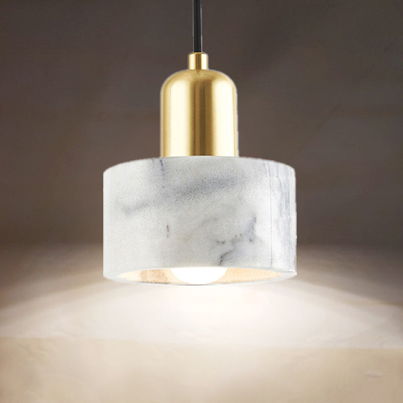 Drum Shade Marble Ceiling Light Minimalistic 1-Light White Hanging Pendant Light for Bedroom Clearhalo 'Ceiling Lights' 'Modern Pendants' 'Modern' 'Pendant Lights' 'Pendants' Lighting' 2186628