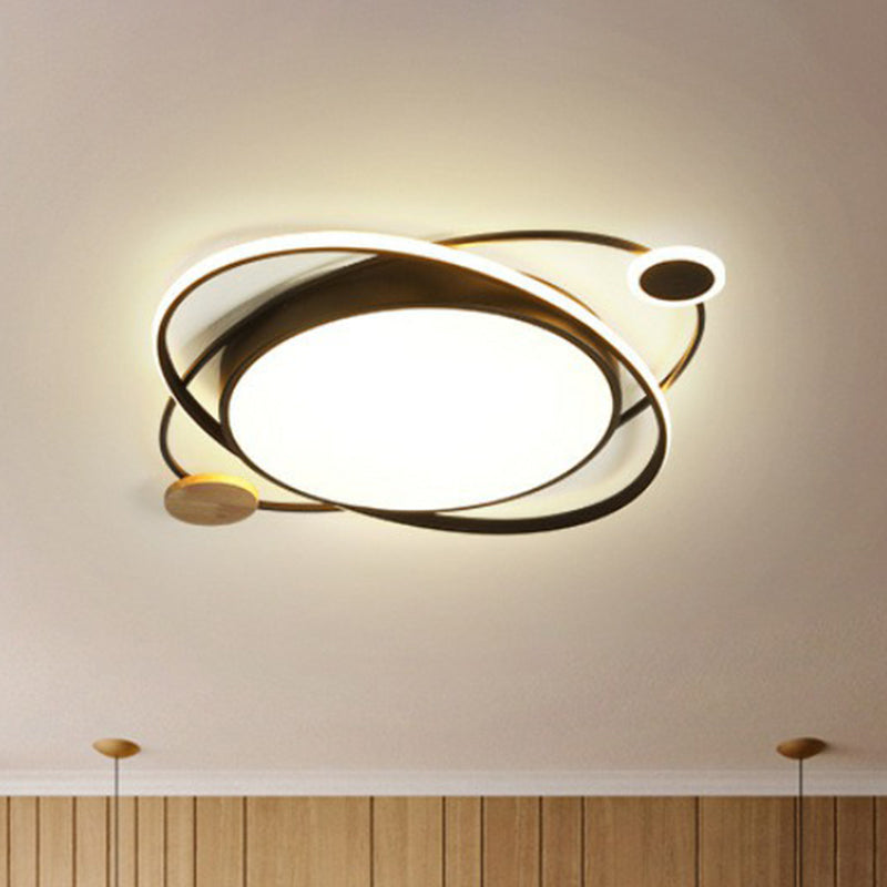 Macaron Orbit Shaped LED Flush Mount Lighting Metallic Kids Bedroom Flush Mount Ceiling Light Black Clearhalo 'Ceiling Lights' 'Close To Ceiling Lights' 'Close to ceiling' 'Flush mount' Lighting' 2186799