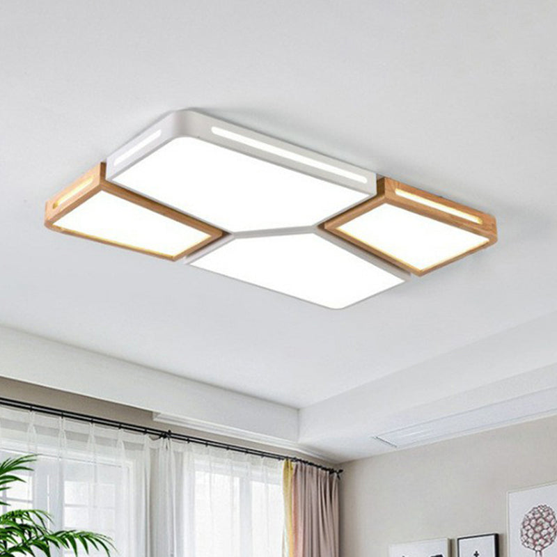 Splicing Rectangle Flush Light Macaron Acrylic Living Room LED Flush Ceiling Light Fixture White Clearhalo 'Ceiling Lights' 'Close To Ceiling Lights' 'Close to ceiling' 'Flush mount' Lighting' 2186825