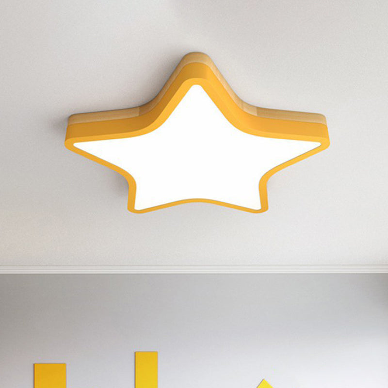 Nordic Star Shaped Flush Ceiling Light Wooden Kids Bedroom LED Flush Mount Lighting Fixture Yellow Clearhalo 'Ceiling Lights' 'Close To Ceiling Lights' 'Close to ceiling' 'Flush mount' Lighting' 2186853