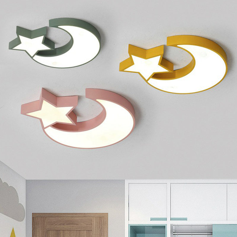 Crescent and Star LED Flush Mount Lighting Nordic Style Acrylic Living Room Flush Mount Ceiling Light Clearhalo 'Ceiling Lights' 'Close To Ceiling Lights' 'Close to ceiling' 'Flush mount' Lighting' 2186857