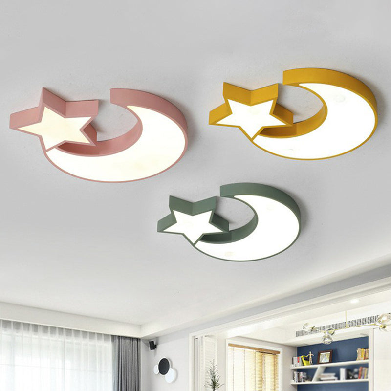 Crescent and Star LED Flush Mount Lighting Nordic Style Acrylic Living Room Flush Mount Ceiling Light Clearhalo 'Ceiling Lights' 'Close To Ceiling Lights' 'Close to ceiling' 'Flush mount' Lighting' 2186861