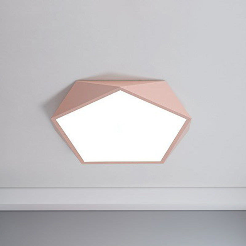 Acrylic Ultrathin Pentagon Flush Light Macaron LED Flush Ceiling Light Fixture for Kids Bedroom Pink Clearhalo 'Ceiling Lights' 'Close To Ceiling Lights' 'Close to ceiling' 'Flush mount' Lighting' 2186865