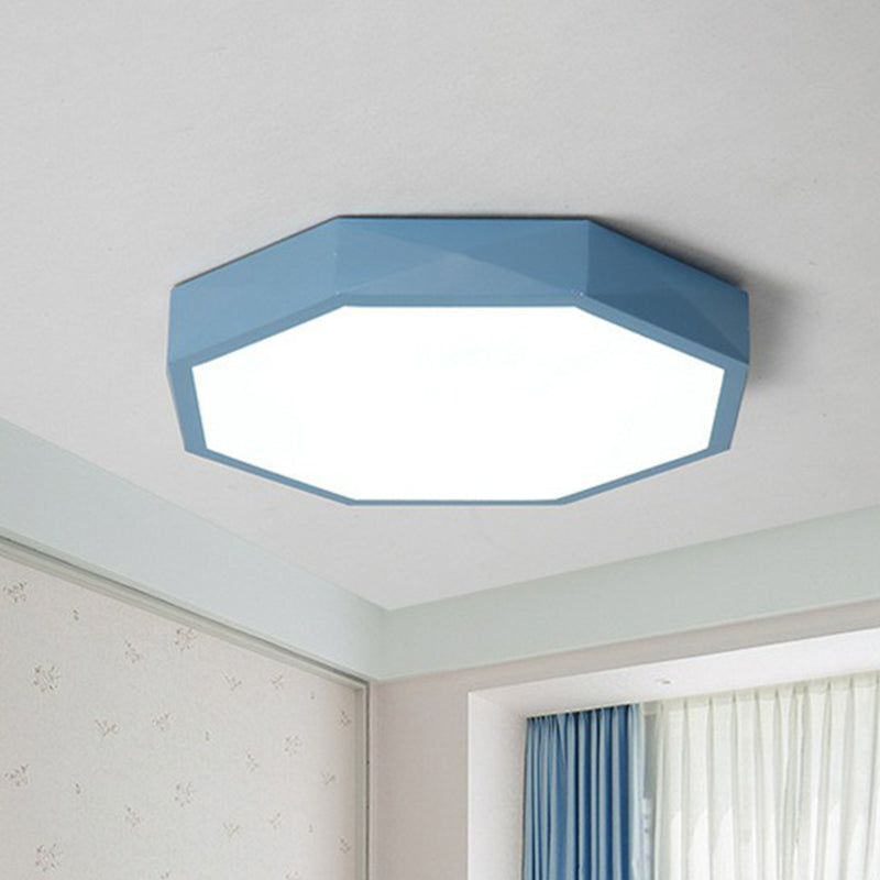 Octagon Shaped Bedroom Flush Mount Lighting Acrylic Simplistic LED Flush Mount Fixture Blue Clearhalo 'Ceiling Lights' 'Close To Ceiling Lights' 'Close to ceiling' 'Flush mount' Lighting' 2186874