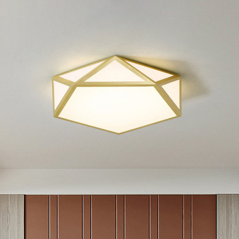 Nordic Faceted Pentagon Flush Mount Lighting Acrylic Bedroom LED Flush Mount Fixture Gold Clearhalo 'Ceiling Lights' 'Close To Ceiling Lights' 'Close to ceiling' 'Flush mount' Lighting' 2186903