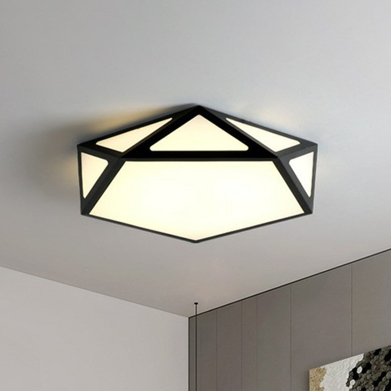 Nordic Faceted Pentagon Flush Mount Lighting Acrylic Bedroom LED Flush Mount Fixture Black Clearhalo 'Ceiling Lights' 'Close To Ceiling Lights' 'Close to ceiling' 'Flush mount' Lighting' 2186904