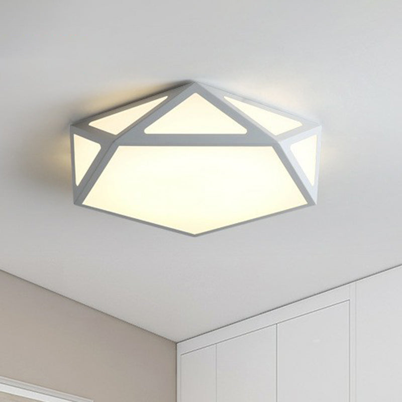 Nordic Faceted Pentagon Flush Mount Lighting Acrylic Bedroom LED Flush Mount Fixture White Clearhalo 'Ceiling Lights' 'Close To Ceiling Lights' 'Close to ceiling' 'Flush mount' Lighting' 2186907